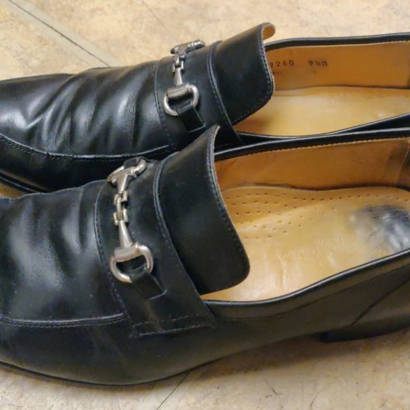 Massimo Matteo 9.5M horsebit loafers black silver buckle 7260 made in Italy